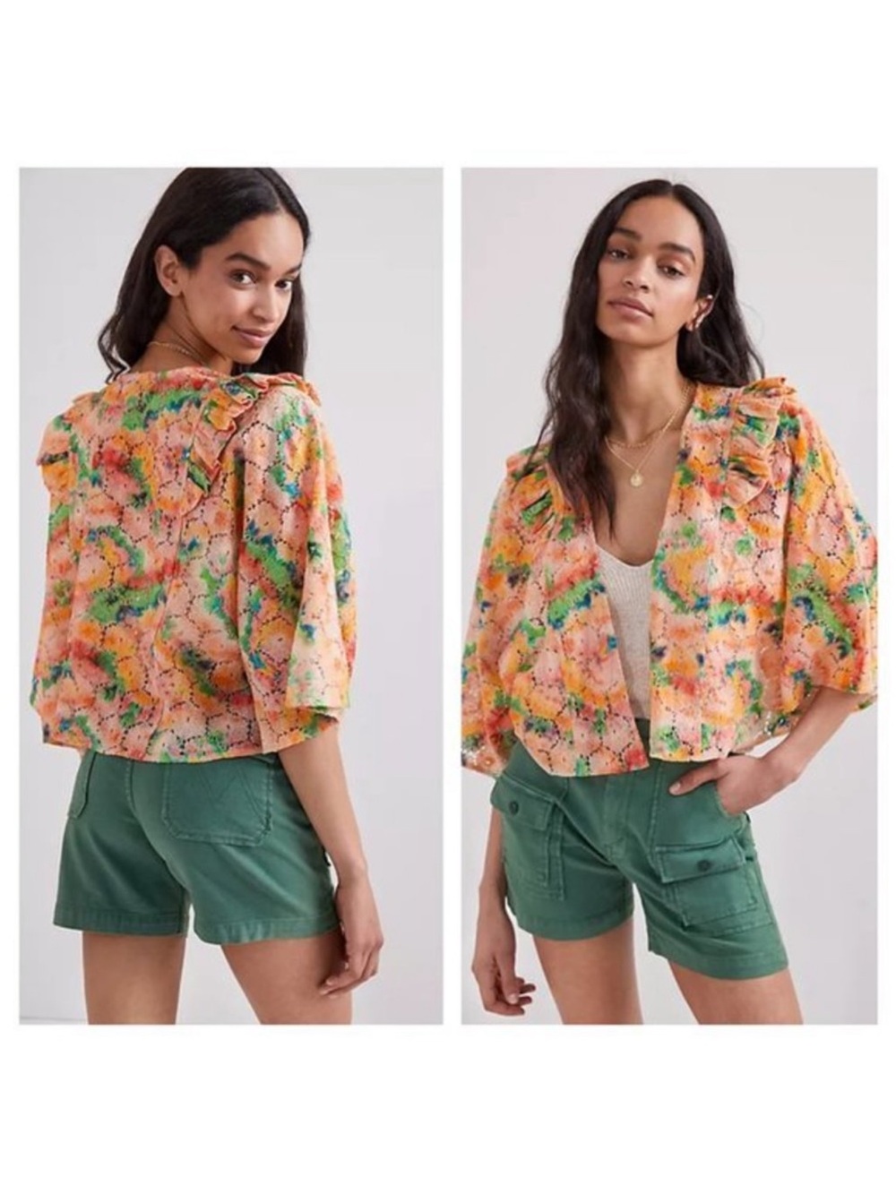 Anthropologie Cropped Floral Lace Shrug One Size